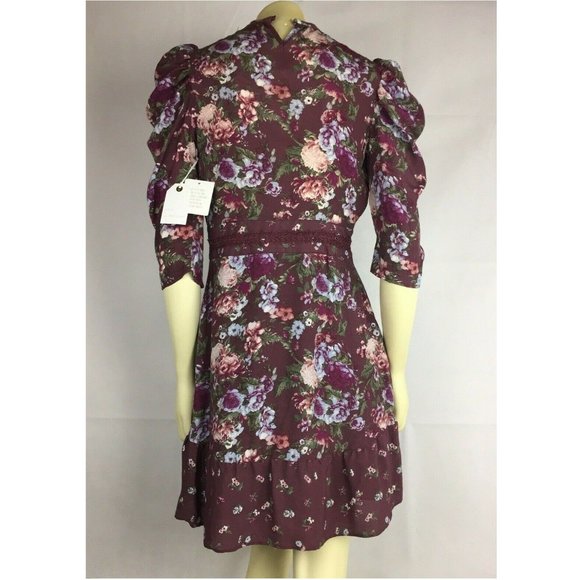 Coco Jaimeson Dress Flare A-Line Small Lace 3/4 Sleeve Mauve French Styl… - Picture 6 of 9